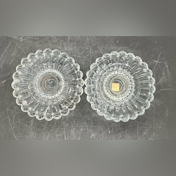 PartyLite CRYSTAL Votive/Taper Candlestick Holders 3'Round 2'T Reversable Set - Picture 7 of 16